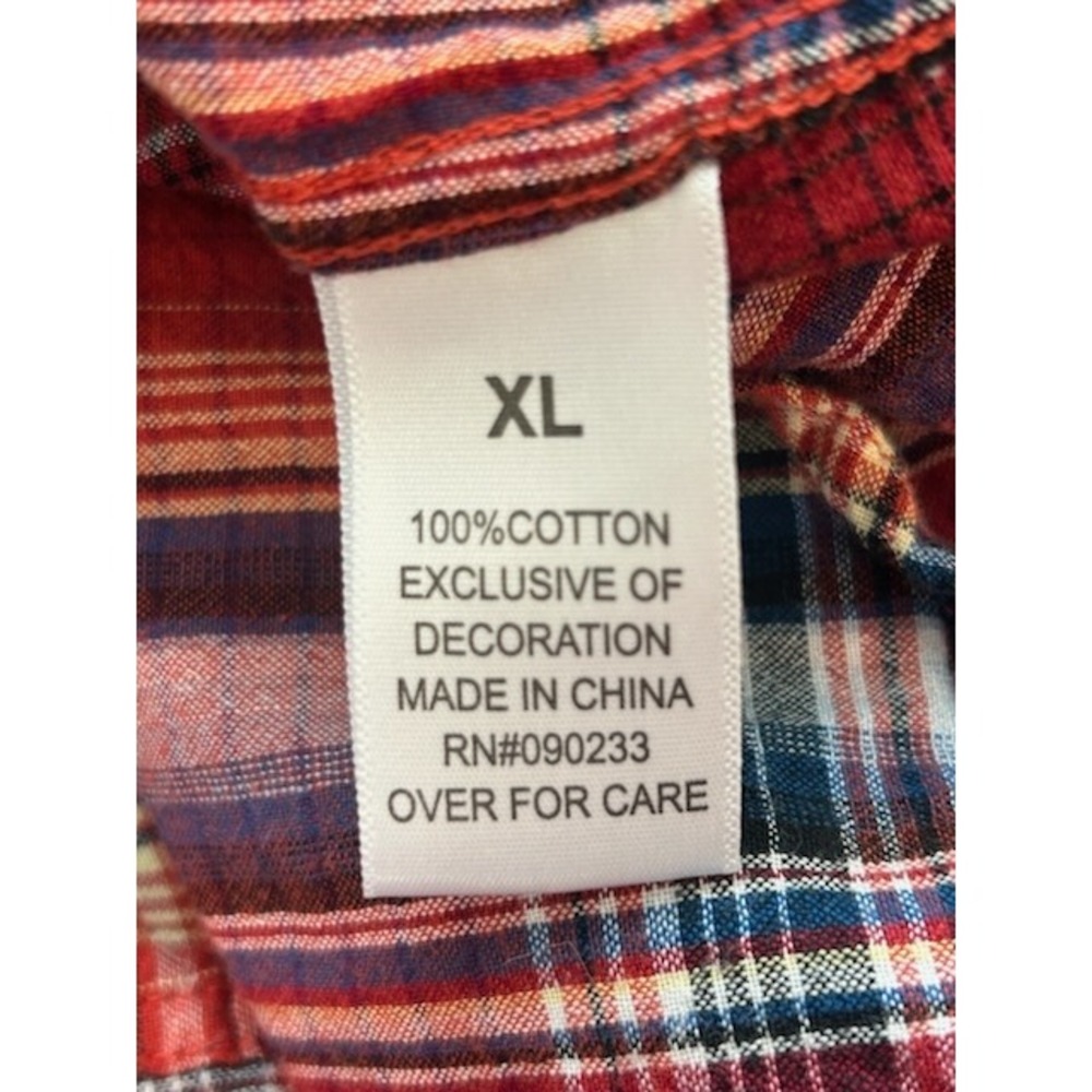 44mm Legendary Goods Mens Button Up Plaid Western Shirt Red Pearl Snap Size XL - Picture 3 of 5